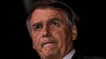 Jair Messias Bolsonaro, expresidente brasileño, en una rueda de prensa