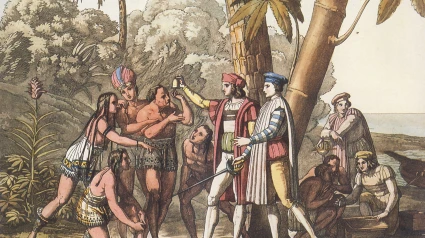 Cristóbal Colón en uno de sus descubrimientos