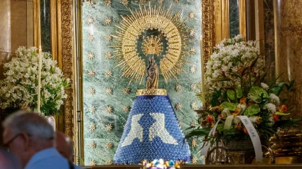 Así luce la Virgen del Pilar este 6 de agosto con el manto de origami.
