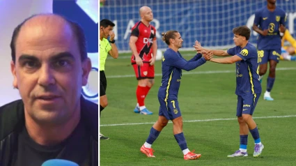Gato y foto del Atlético de Madrid en un amistoso contra el Rayo Vallecano