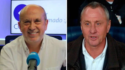 Manolo Oliveros y Johan Cruyff