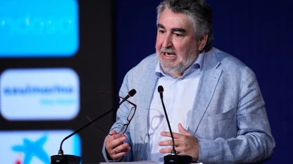 José Manuel Rodríguez Uribes, presidente del Consejo Superior de Deportes CSD, asiste a la presentación oficial de la Selección Española de Baloncesto para el Eurobasket en la sede de Endesa el 29 de julio de 2025, en Madrid, España.