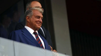 Joan Laporta, durante el trofeo Joan Gamper