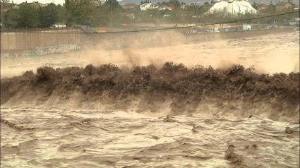 Imagen del Río Guadalentín en Lorca, durante las inundaciones de Septiembre de 2012