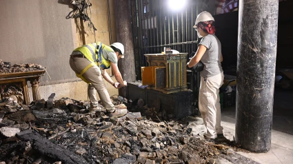 Trabajos tras el incendio en la Mezquita-Catedral de Córdoba