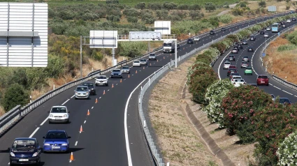 Estado de los carroles de la A-49 entre Huelva y Sevilla durante los fines de semana, con un carril menos en dirección a Huelva