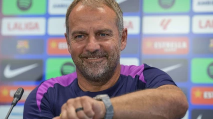 Hansi Flick, en la primera rueda de prensa oficial de la temporada.