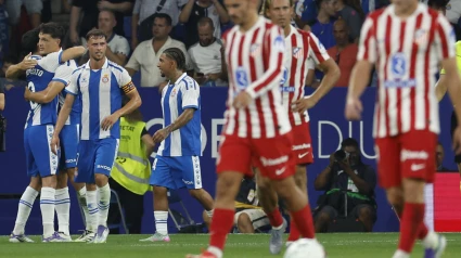 Los jugadores del Espanyol celebran el 1-1 contra el Espanyol