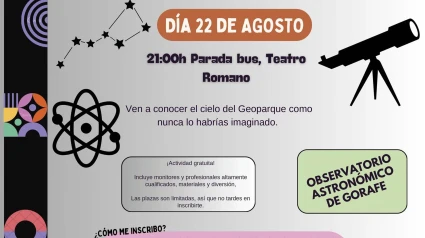 Cartel de la actividad de observación astronómica para jóvenes de Guadix