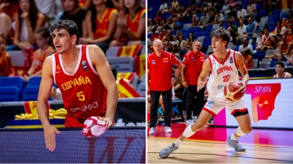 Lucas Langarita y Álvaro Cárdenas, con la selección española de baloncesto.
