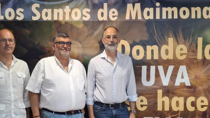 El concejal de Cultura, Antonio Marín: el alcalde, Manuel Lavado: y el secretario General de Cultura, Francisco Palomino