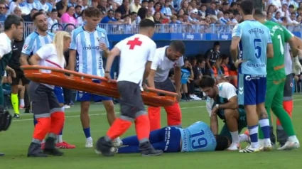 Imagen del momento del golpe en la cara de Luismi con Montero ante el Éibar.