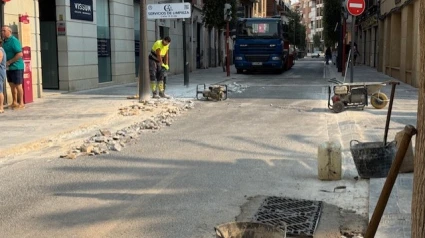 Obras que se están realizando en Calle Lope Gisbert