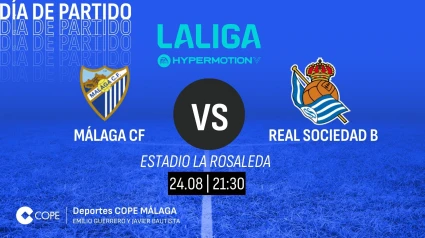 Horario y dónde ver y escuchar el Málaga-Real Sociedad B de esta noche.