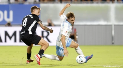 Dani Gómez, al igual que todo el equipo, estuvo negado en el estreno del Ibercaja Estadio