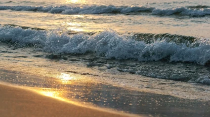 Olas del mar en una playa, foto de archivo