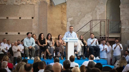 El presidente del PP de Granada, Francis Rodríguez, durante su intervención en el inicio del curso político
