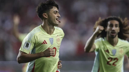 Pedri celebra el gol de España ante Turquía