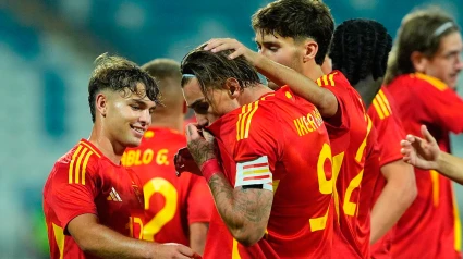 La sub-21 celebra uno de los tres goles marcados a Kosovo en la fase de clasificación para el Europeo de la categoría