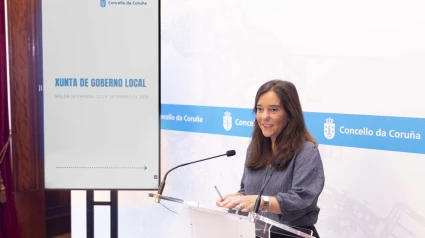Inés Rey, alcaldesa de A Coruña, en su comparecencia tras la Junta de Gobierno Local