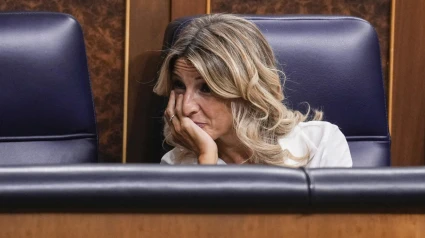 La vicepresidenta tercera y ministra de Trabajo, Yolanda Díaz, durante el debate para la reducción de la duración máxima de la jornada ordinaria de trabajo, este miércoles en el Pleno del Congreso de los Diputados