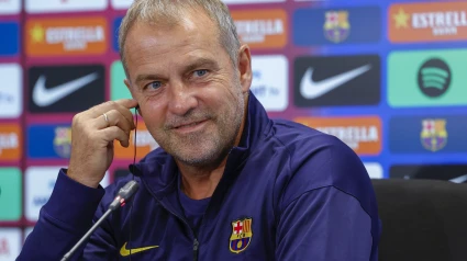 Hansi Flick, durante la rueda de prensa en la que ha rajado del seleccionador español.
