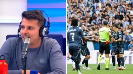 Isaac Fouto y Gil Manzano durante la expulsión a Huijsen