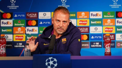 Hansi Flick, durante la rueda de prensa previa al Newcastle - Barcelona de Champions