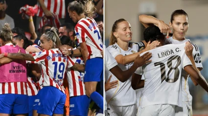 Las futbolistas de Atlético y Real Madrid celebran un gol en sus partidos