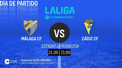 Horario y dónde ver y escuchar el Málaga-Cádiz de esta tarde