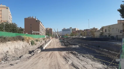 Aspecto de las obras del Ave en Lorca entre la alameda de Cervantes y el camino Marín, esta semana