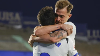 Los jugadores del Alavés celebran el 1-1 contra el Getafe