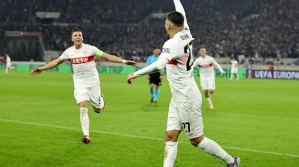 El Stuttgart celebra el gol al Celta