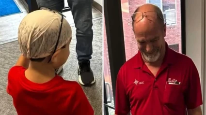Captura de pantalla de Chris vestido como el hombre de mantenimiento de su colegio