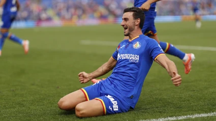 Juan Iglesias celebra su gol, en el Getafe - Levante