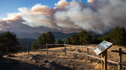 Vista del incendio del entorno del Pico del Lobo