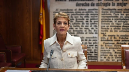 La presidenta del Gobierno de Navarra, Victoria Chivite Navascués, comparece ante la Comisión de Investigación del caso Koldo