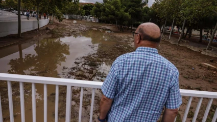 Un hombre observa el barranco de La Saleta tras su desbordamiento