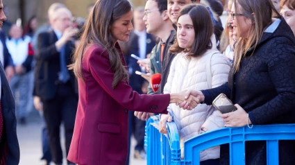 La Reina Letizia, el pasado 26 de septiembre a su llegada al Palacio de Navarra, sede del Gobierno de Navarra, en Pamplona. -