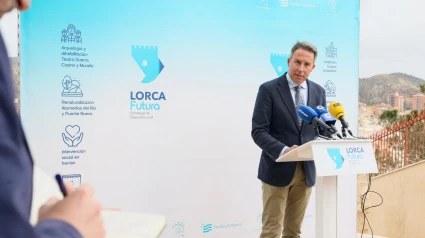 El alcalde, Fulgencio Gil, durante la presentación del Plan Lorca Futura, el pasado mes de marzo