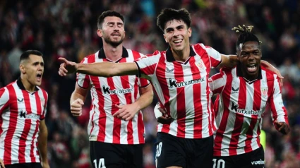 Alejandro Rego celebra el gol en el Athletic-Mallorca