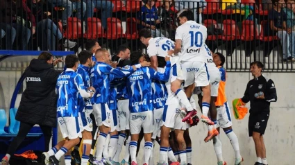 Los jugadores del Leganés celebran uno de los goles ante el Andorra