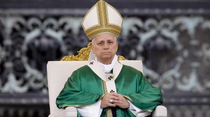VATICAN CITY (Vatican City State (Holy See)), 05/10/2025.- Pope Leo XIV celebrates a Holy Mass on the occasion of the Jubilee of the Missionary World and Jubilee of Migrants, St. Peter's Square, Vatican City, 05 October 2025. (Papa) EFE/EPA/FABIO FRUSTACI