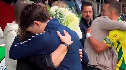 La familia de Raúl Ramírez asistió al homenaje que le rindió antes del partido frente al Tropezón
