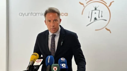El alcalde de Lorca durante una comparecencia ante los medios de comunicación