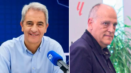 Manolo Lama y Javier Tebas, presidente de LaLiga