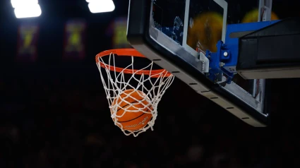 Imagen de una de las canastas del Palau Blaugrana, pabellón del Barcelona de Baloncesto.