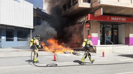 Incendio de los contenedores en Lorca, el pasado julio