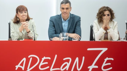 Fotografía recurso de Sánchez durante la reunión de la Comisión Ejecutiva Federal en la sede de Ferraz, a 7 de julio de 202507/7/2025