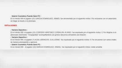 Acta arbitral del Yeclano Deportivo - Puente Genil